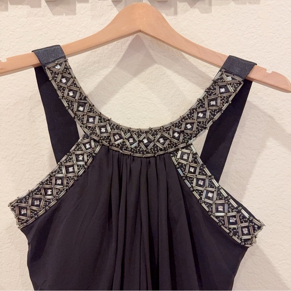 Scarlett Nite Black Sleeveless Beaded Short Dress Preowned Size 6 - Picture 3 of 7